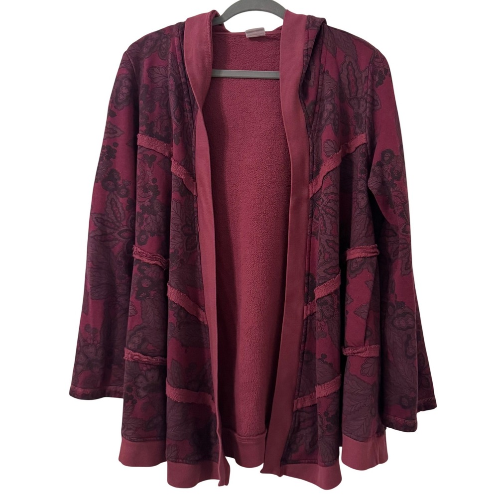 CMC Color Me Cotton Floral Hooded Cardigan Sweater M Whimsigoth‎ Boho Fairy